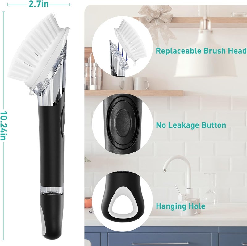 Pamrack Soap Dispensing Dish Brush, Dish Scrub Brush with Soap Dispenser, Dish Soap Brush for Dishes, Pans, Sink, Pots - Image 1